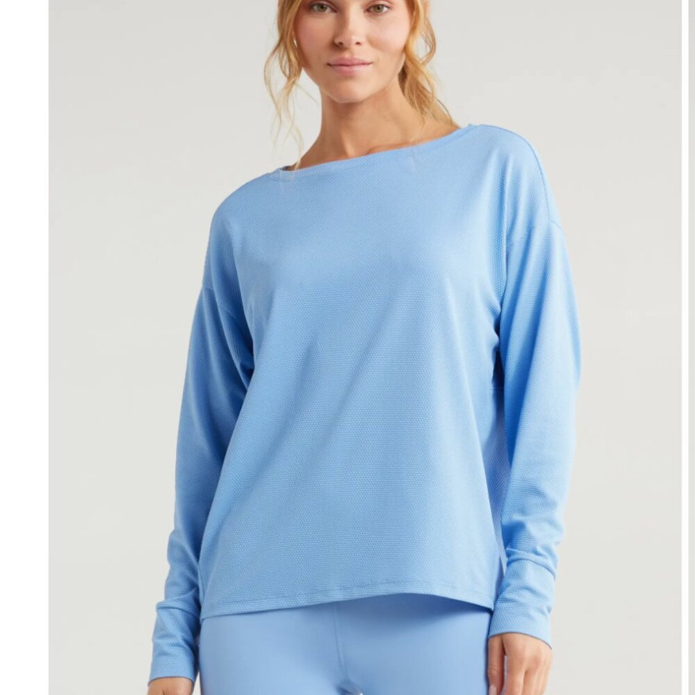 ZellaTextured Equilibrium Blue Azurine Long Sleeve T-Shirt